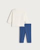 image 2 of F&F Baby 2-Piece Pure Cotton Pasta Fan Club Top and Leggings Set in White