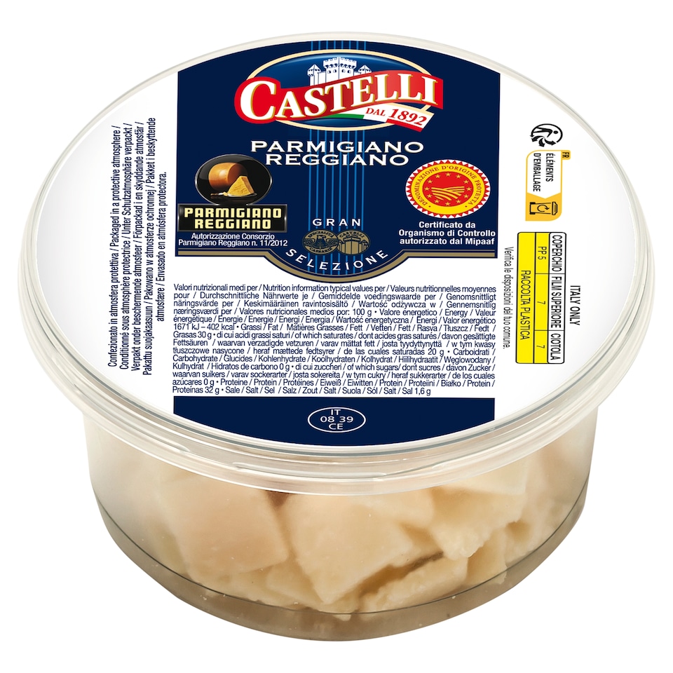 Castelli Parmigiano Reggiano félzsíros kemény sajtforgács 80 g
