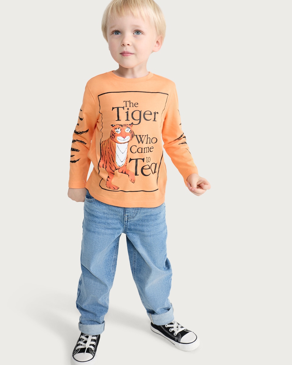 image 1 of The Tiger Who Came to Tea Long Sleeved Top in Orange