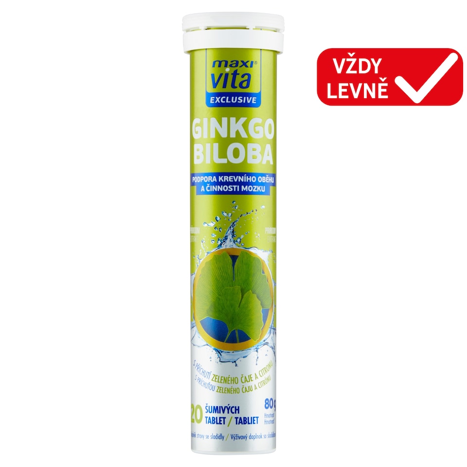 image 1 of Maxi Vita Exclusive Ginkgo Biloba Green Tea and Lemon Flavour 20 Sparkling Tablets 80g