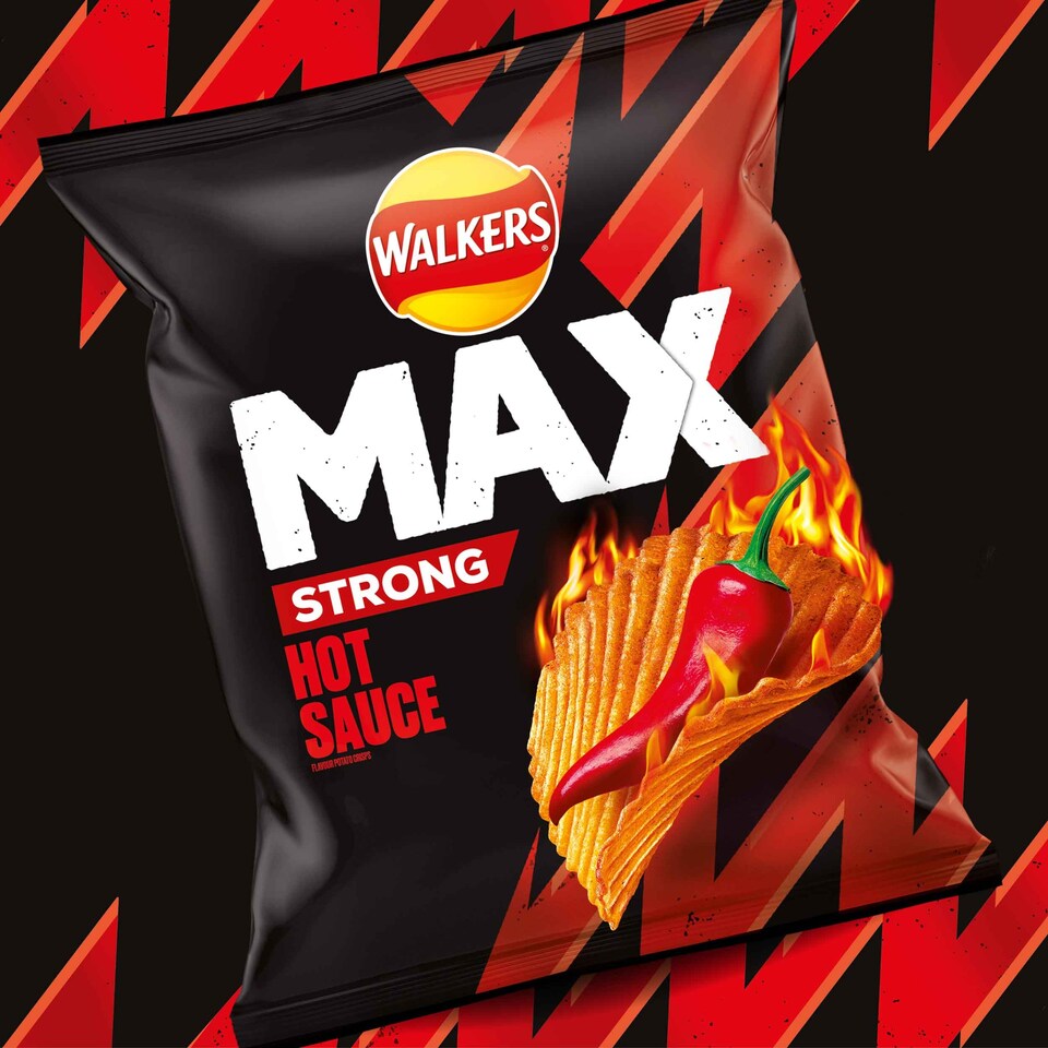 image 1 of Walkers Max Strong Hot Sauce Blaze Grab Bag Crisps 50g