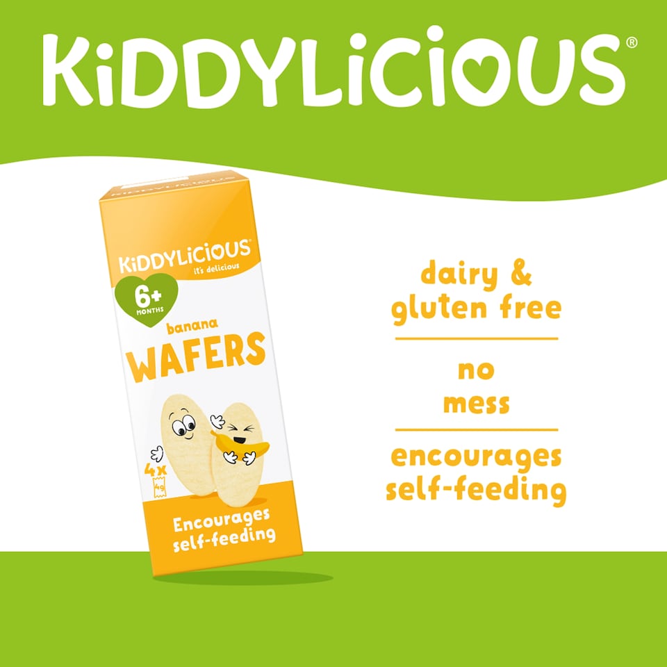 image 1 of Kiddylicious Banana Wafers 6 Months 4Pack 16G