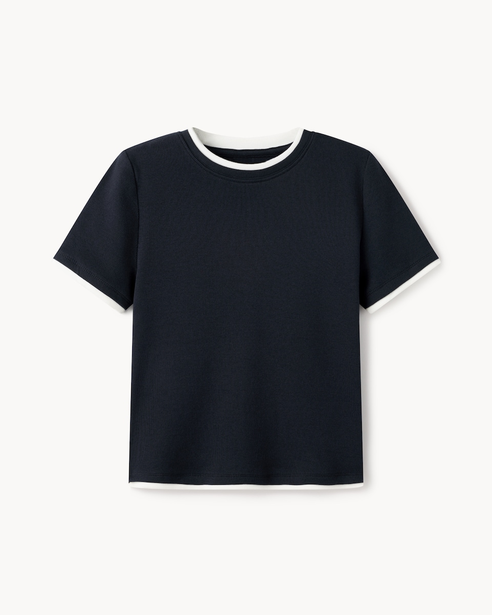 image 1 of F&F Cotton Rich 2 In 1 T-Shirt in Navy