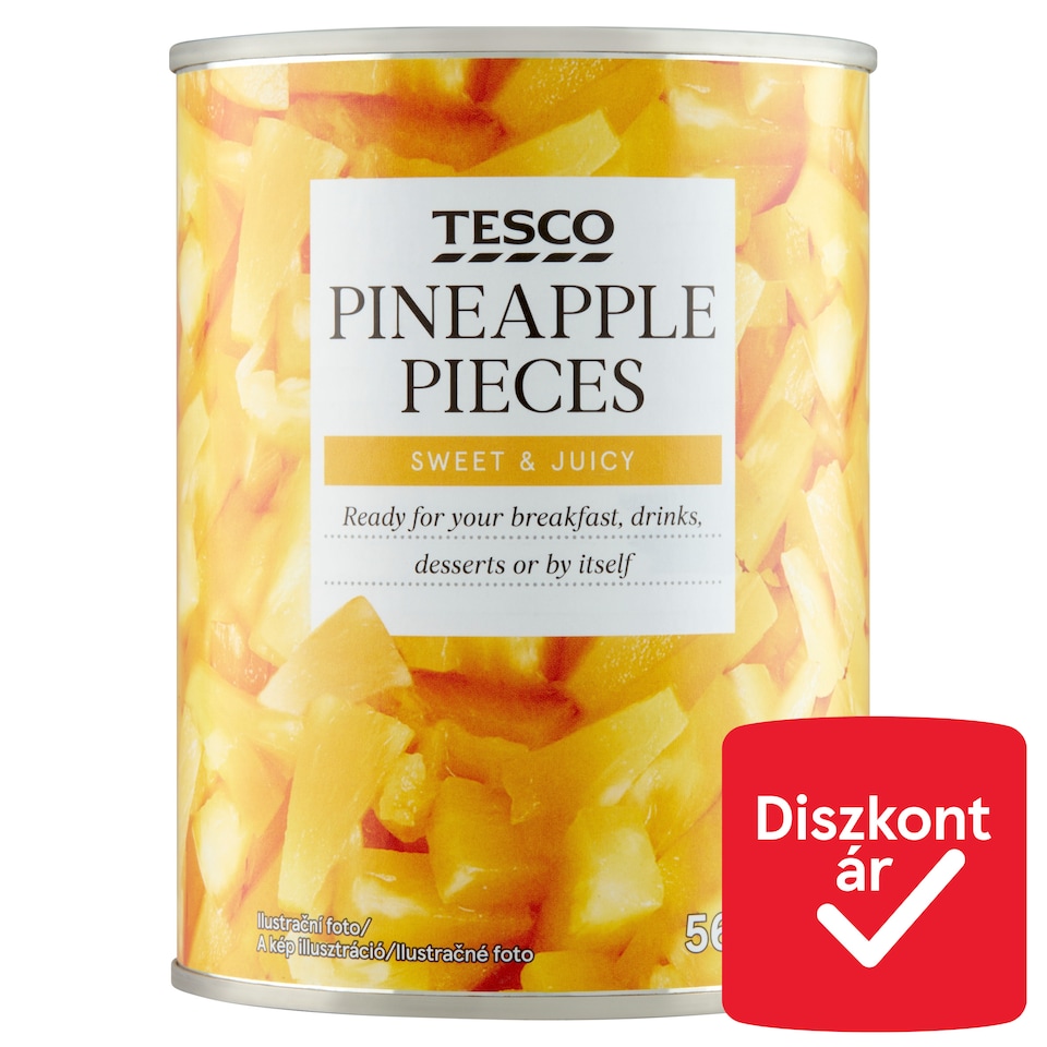 Tesco ananászdarabok cukrozott lében 565 g
