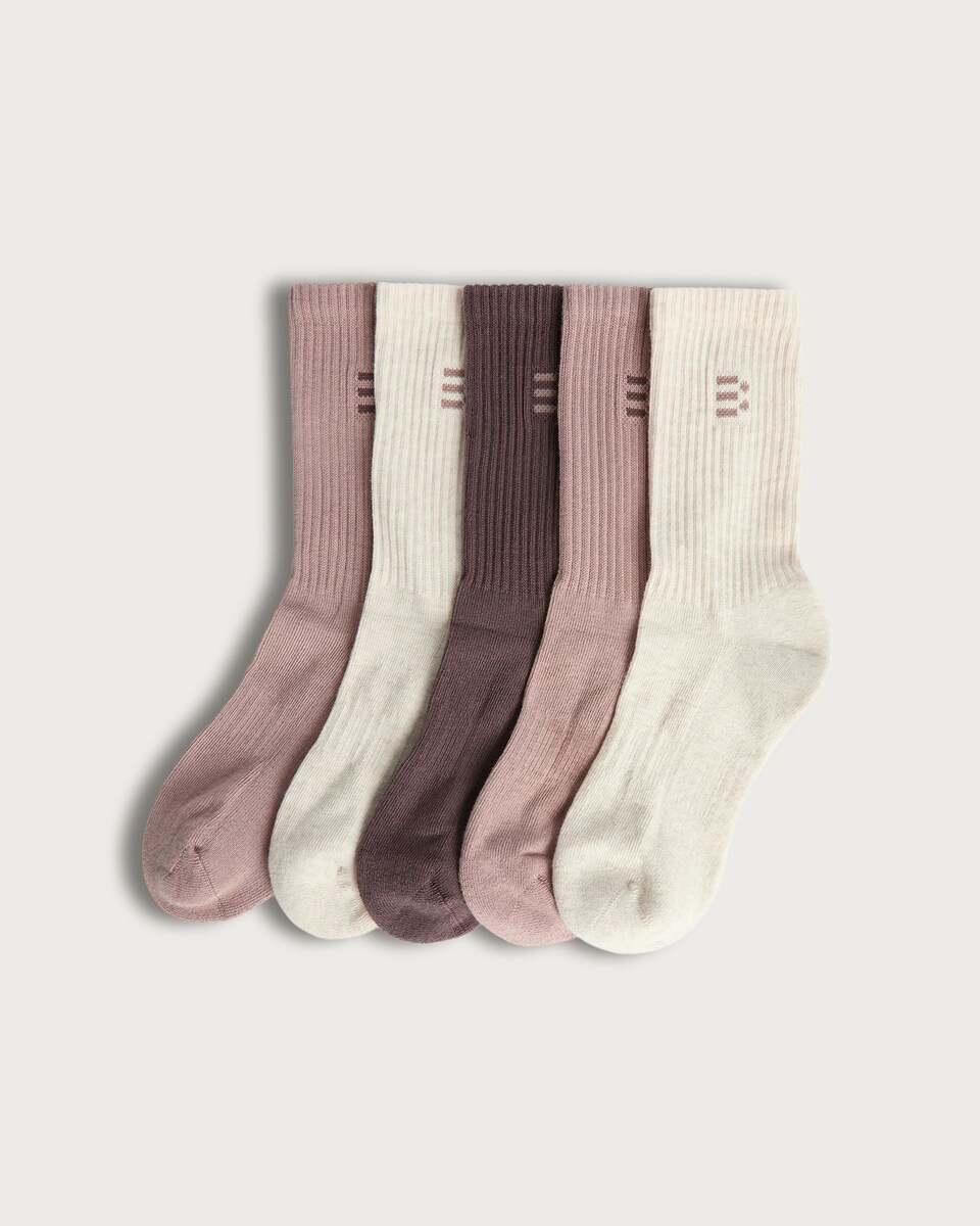 F&F Active 5-Pack Cotton Rich Ribbed Ankle Socks in Neutral