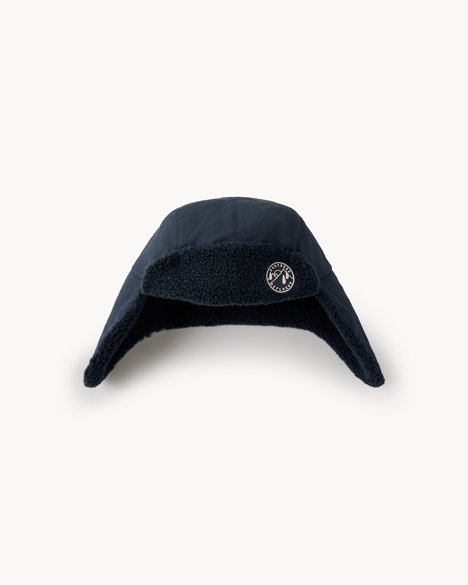 image 1 of F&F Boys Borg Lined Trapper Hat in Navy