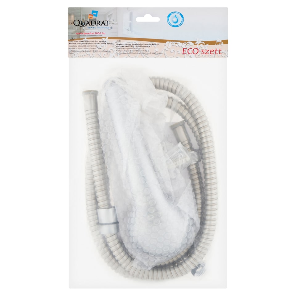 Quadrat 2000 Sanitary Technology Eco sprchová hlavica so sprchovou hadicou 150 cm a držiakom