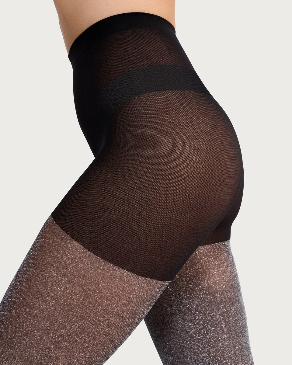 image 1 of F&F Lurex Sparkle Tights in Black