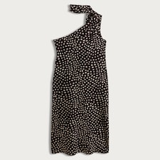F&F Polka Dot One-Shoulder Dress in Chocolate