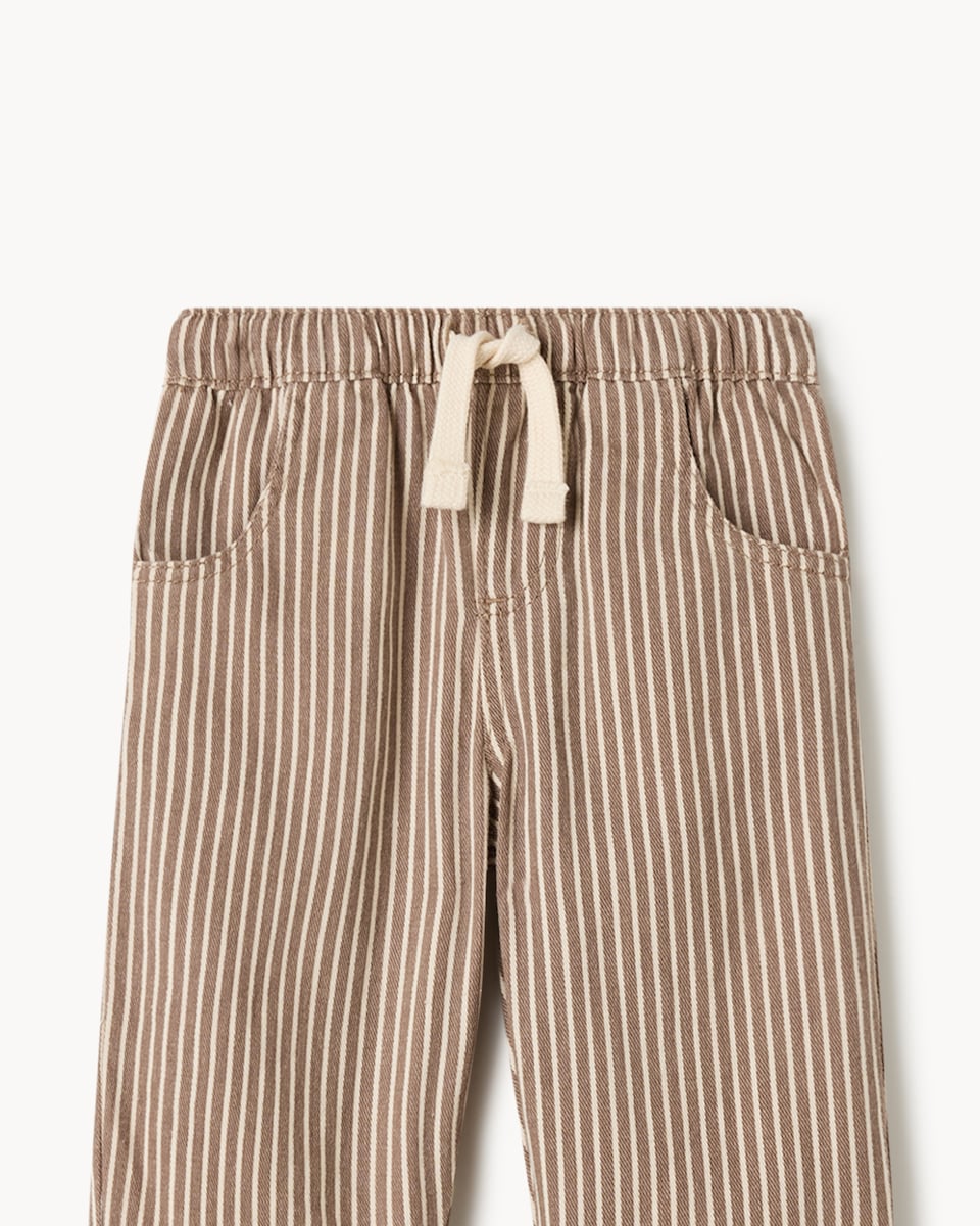 image 1 of F&F Baby Little Bear Sweatshirt and Striped Jeans Set in Cream