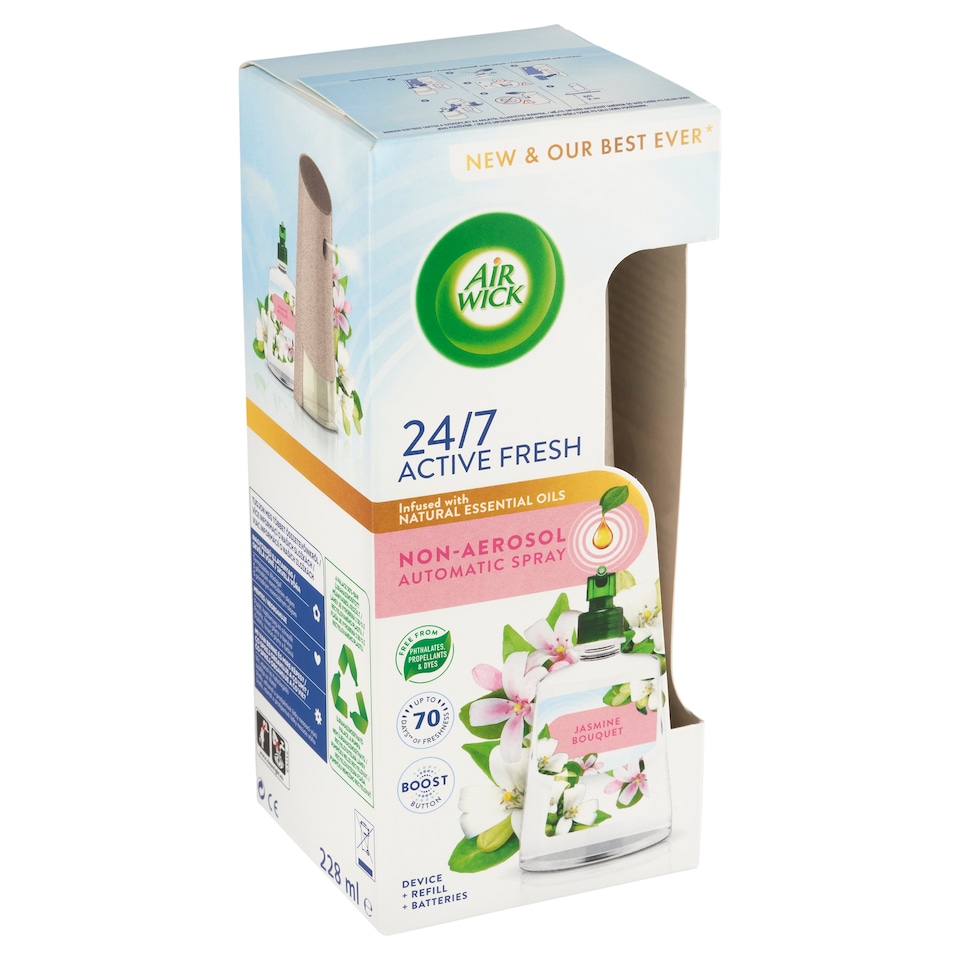 Obrázek 1 pro produkt Air Wick Active Fresh Automatický osvěžovač vzduchu a náplň na vodní bázi jasmínové květy 228ml