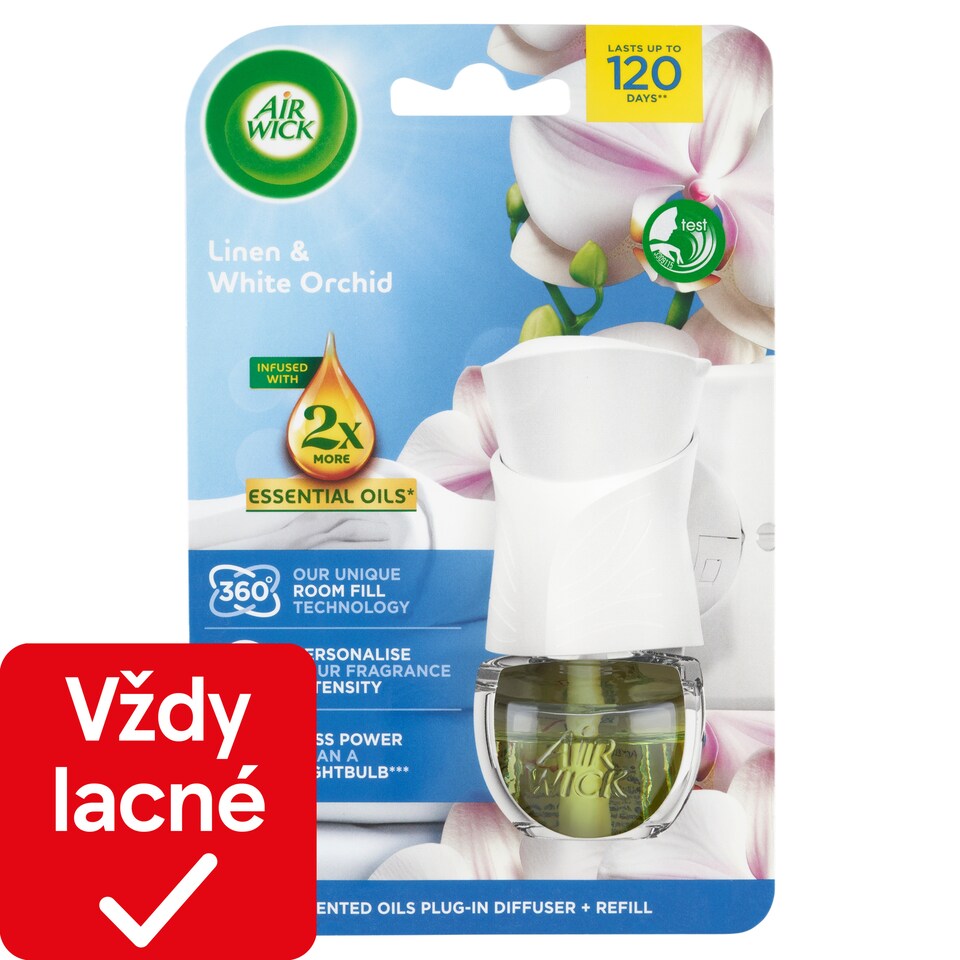 obrázok 1 z Air Wick Elektrický osviežovač vzduchu a náplň bielizeň a biela orchidea 19 ml