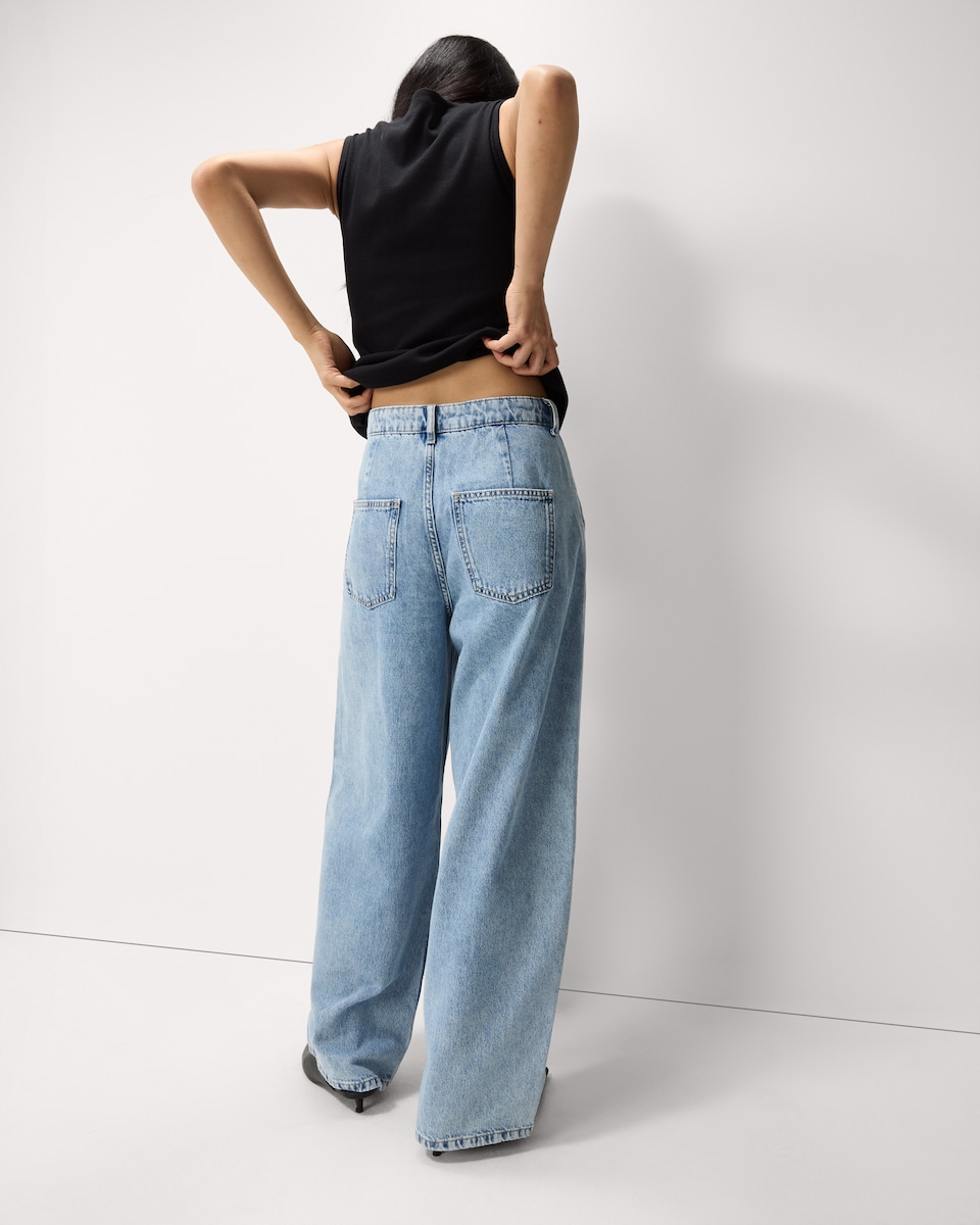 image 1 of F&F High Rise Relaxed Fit Jeans in Blue