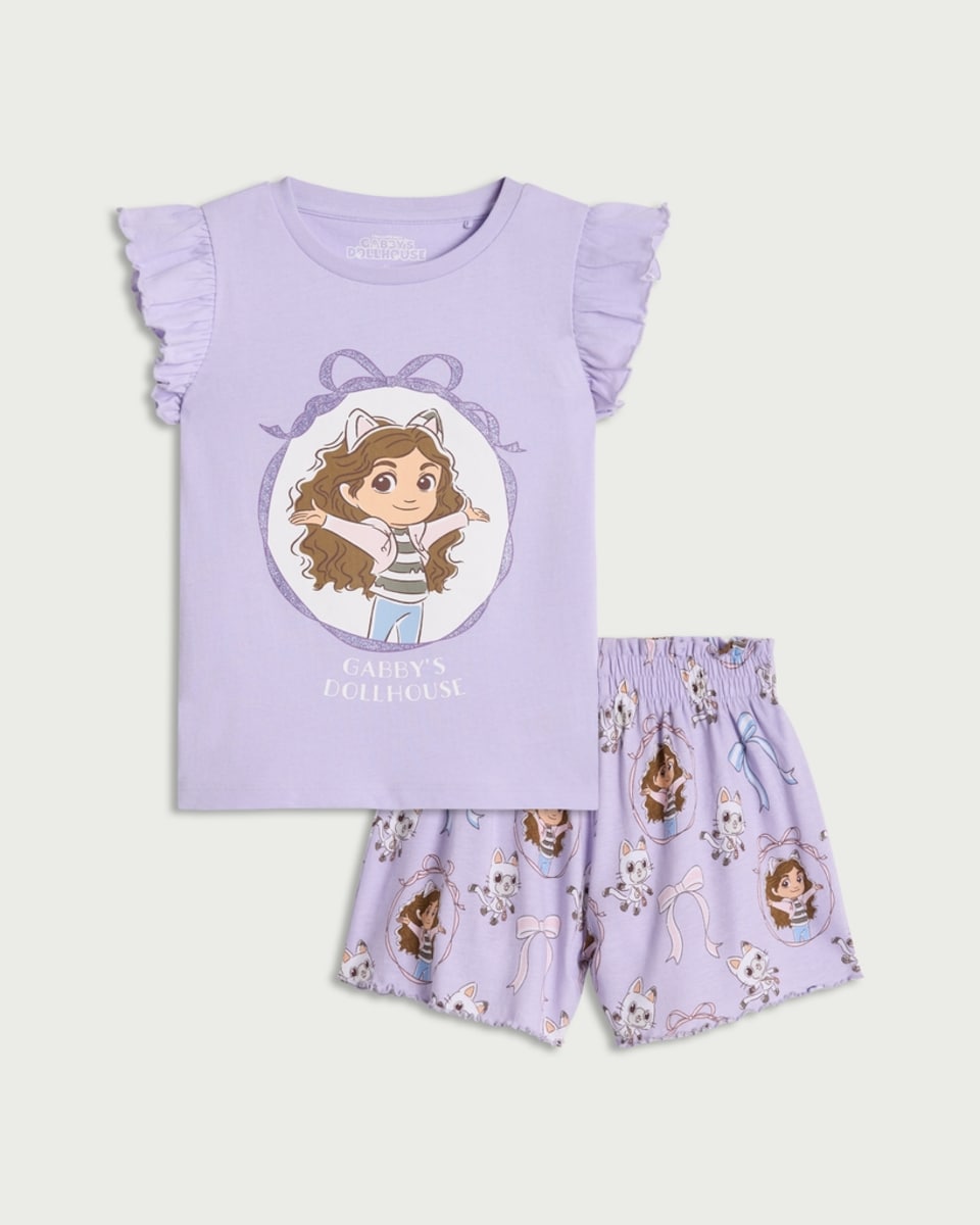 Gabby's Dollhouse Pure Cotton Short Pyjama Set in Lilac