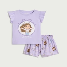 Gabby's Dollhouse Pure Cotton Short Pyjama Set in Lilac