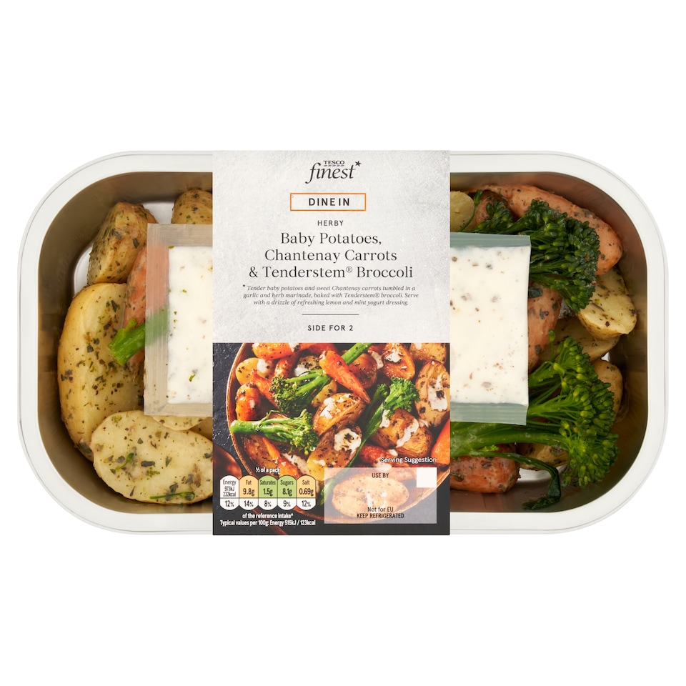 image 1 of Tesco Finest Dine In Baby Potato Traybake with Chantenay Carrots & Tenderstem Broccoli 425g