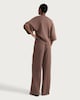image 3 of F&F Cotton Rich Crinkle Textured Wide Leg Co-ord Trousers in Chocolate