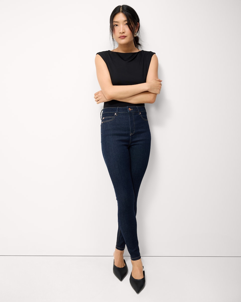 image 1 of F&F Contour FREEFIT® High Rise Skinny Jeans in Navy