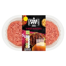 Tesco Fire Pit 6 Beef Burgers 730G
