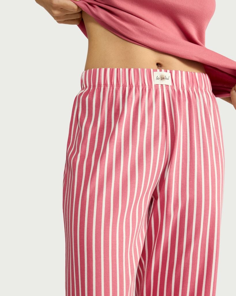 F&F Pure Cotton Striped Pyjama Bottoms in Multi Pink