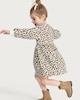 image 1 of F&F Girls Cotton Rich Leopard Print Long Sleeved Dress in Multi Brown