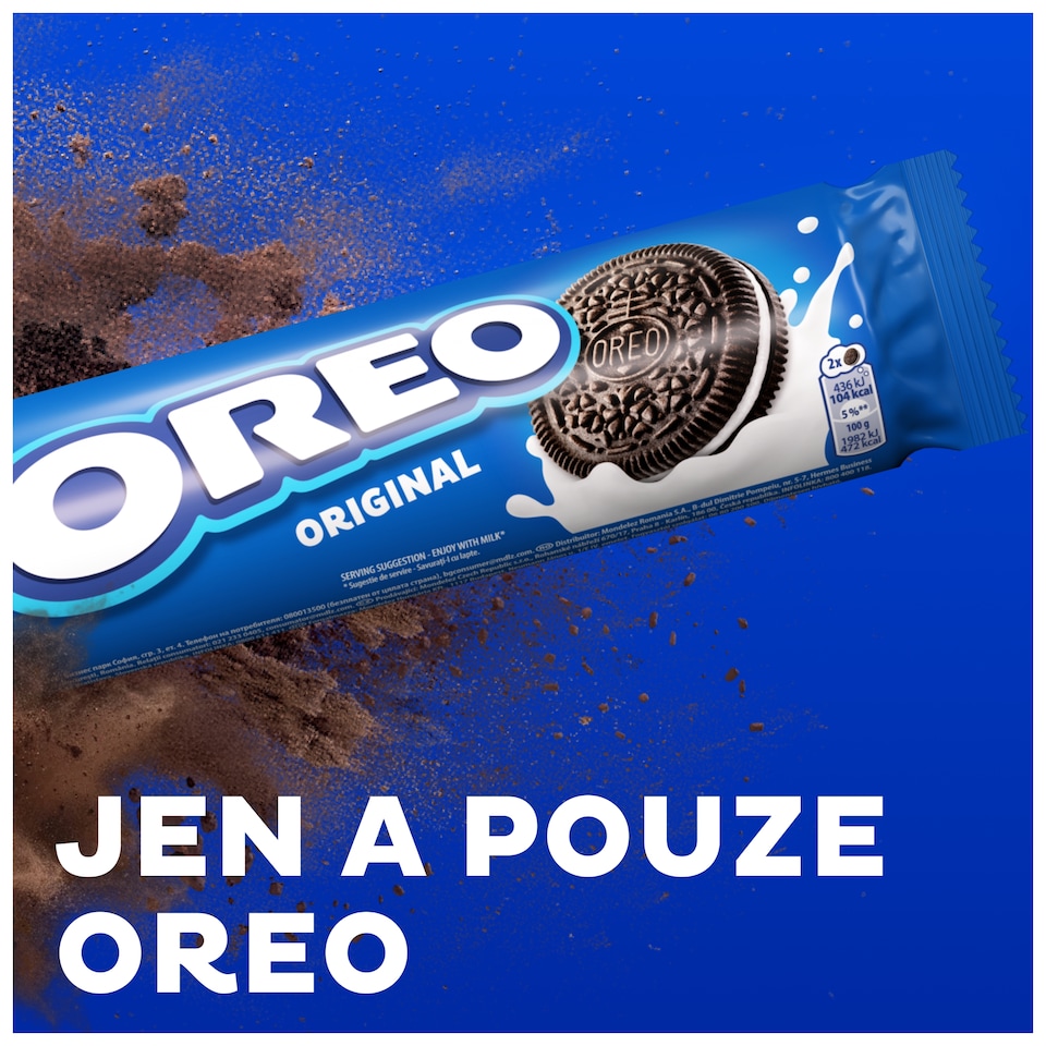 Obrázek 1 pro produkt OREO Original vanilkové sušenky s náplní vhodné pro vegetariány 14 sušenek 154 g