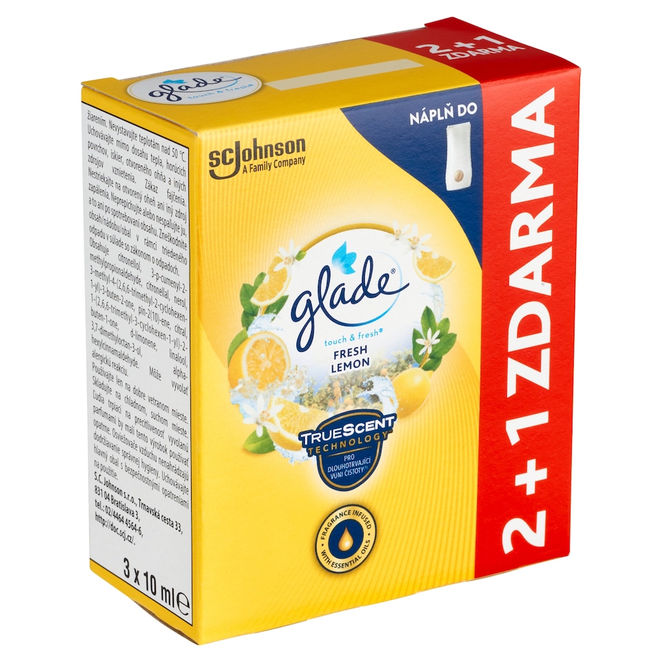 image 1 of Glade Touch & Fresh Fresh Lemon náplň aerosólový osviežovač vzduchu 3 x 10 ml