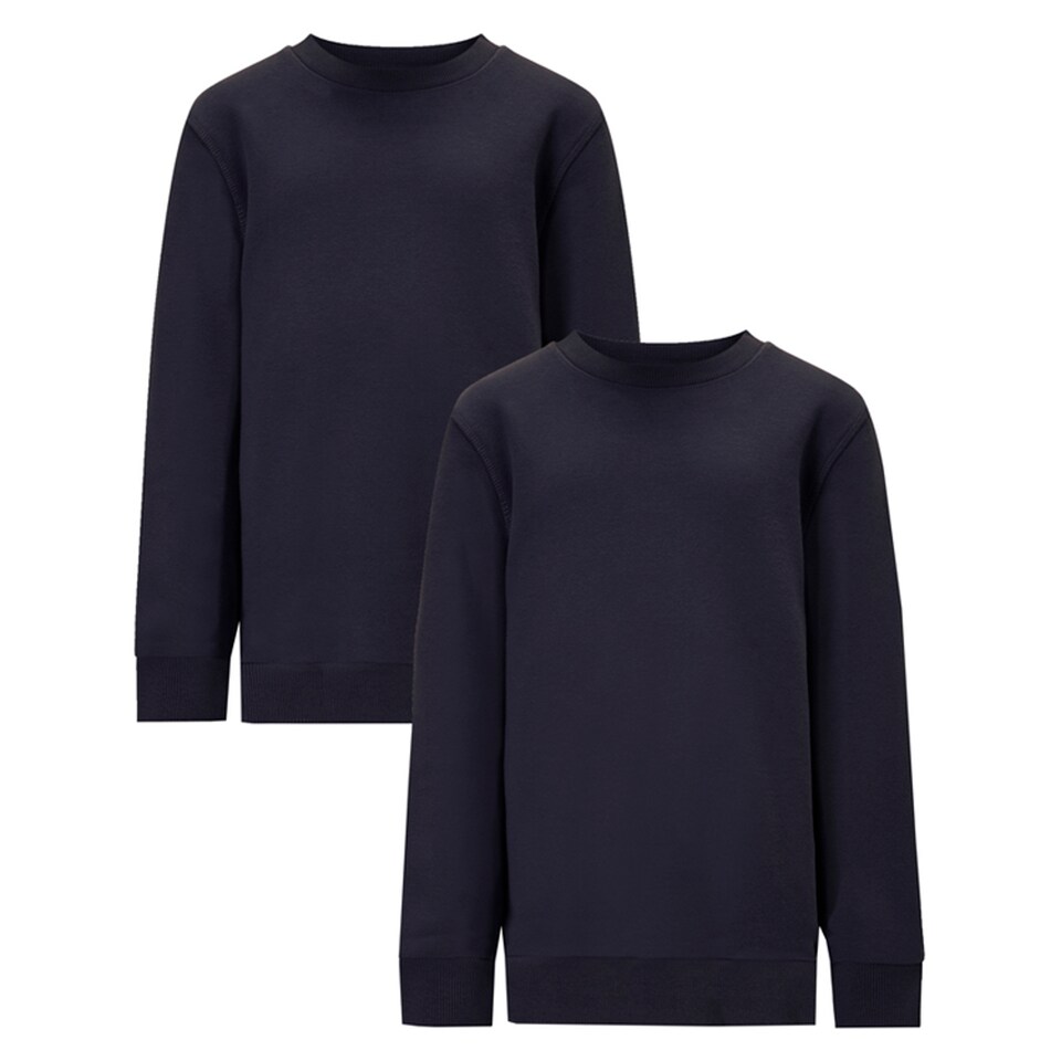 F&F School Unisex 2-Pack Cotton Rich Sweatshirts in Navy