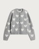 image 4 of F&F Knitted Heart Print Button Up Cardigan in Grey Marl
