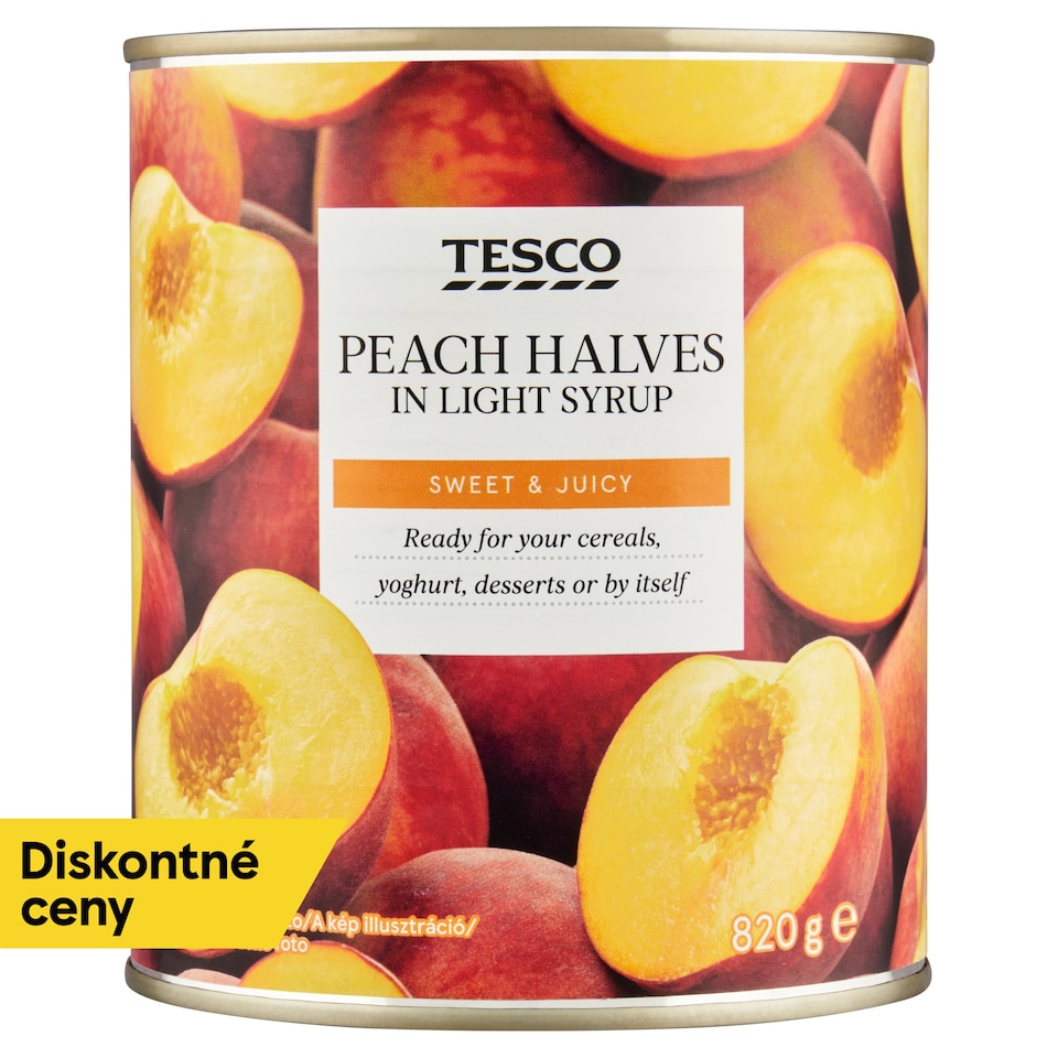 Tesco Peach Halves in Light Syrup 820 g