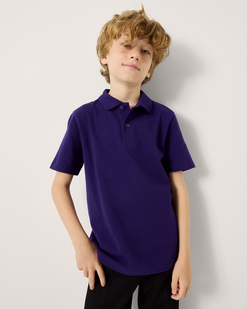 image 1 of F&F School Boys 3-Pack Pure Cotton Regular Fit Polo Shirts in Purple