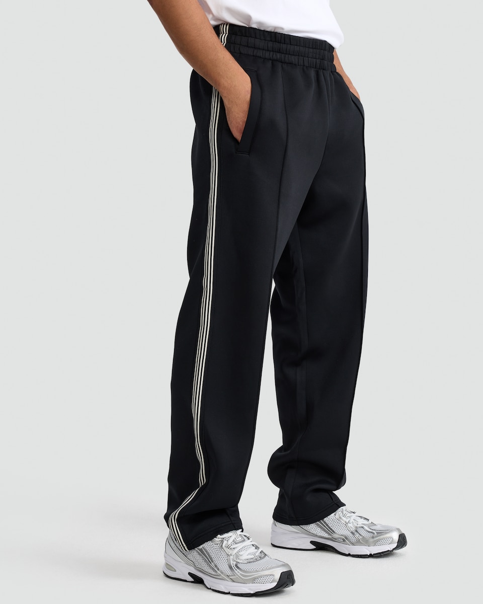 image 1 of F&F Side Stripe Pleated Joggers in Black