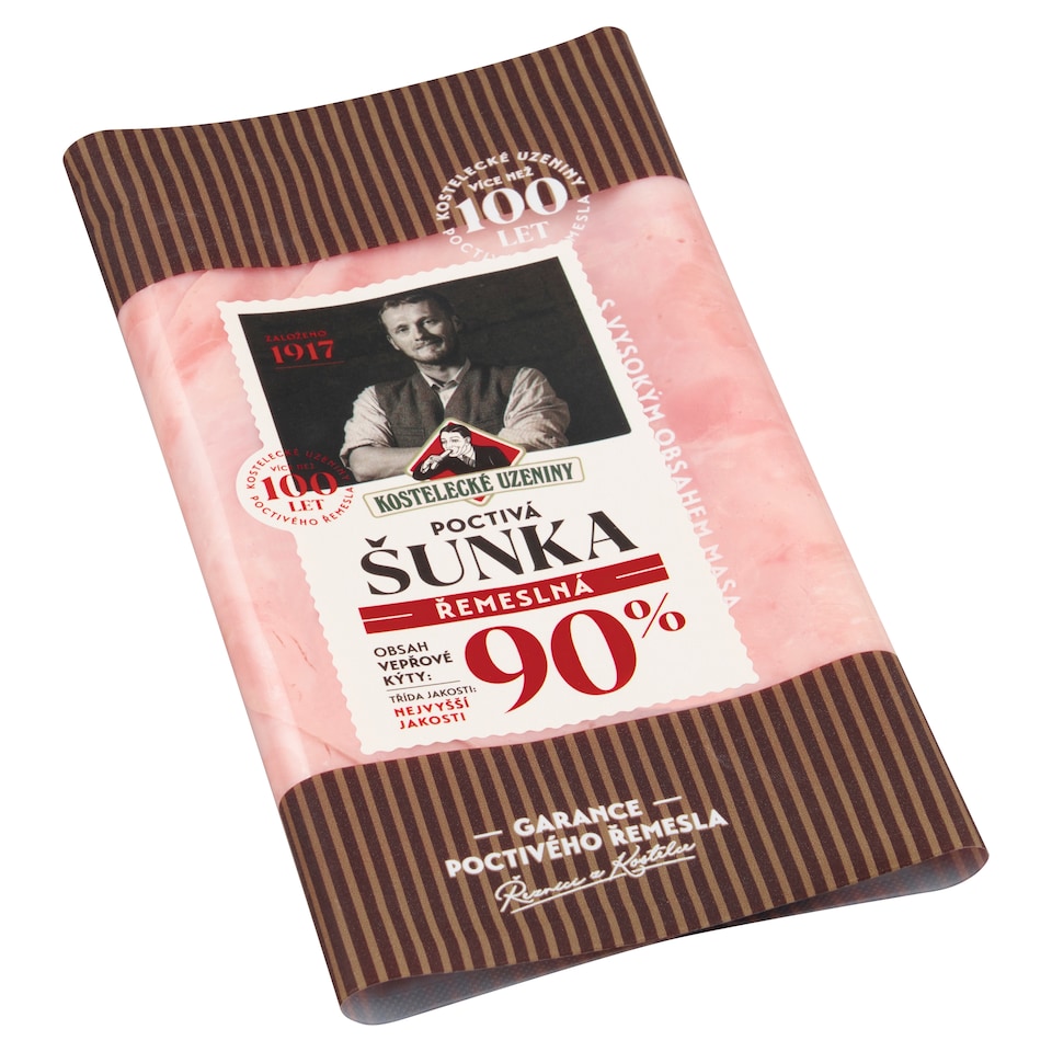 Obrázek 1 pro produkt Kostelecké Uzeniny Poctivá šunka řemeslná 0,100kg