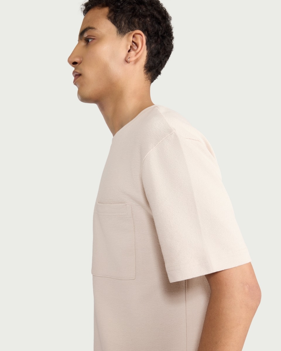 image 1 of F&F Pure Cotton Pocket Oversized Fit T-Shirt in Stone