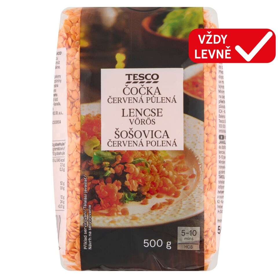 Tesco Čočka červená půlená 500g