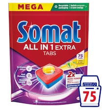 Somat All in 1 Extra Dishwasher Tablets Lemon & Lime 75 pcs 1125 g