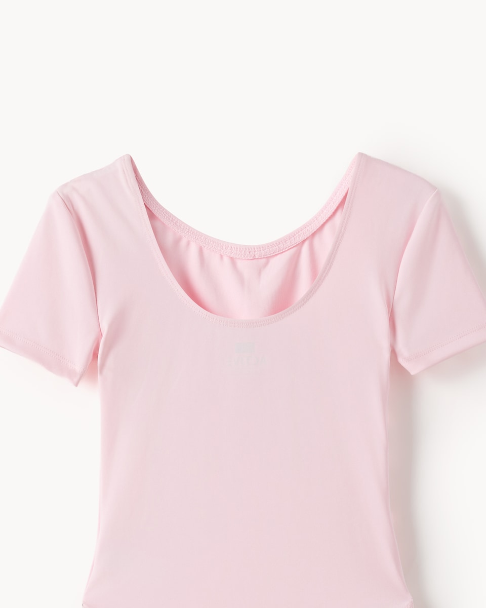 image 1 of F&F Active Girls Short Sleeved Leotard in Pink