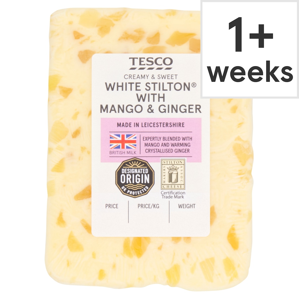 Tesco White Stilton With Mango & Ginger 180G