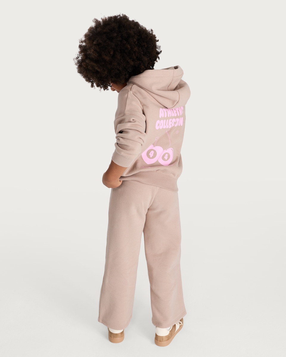image 1 of F&F Girls Cotton Rich Athletic Collection Hoodie in Tan