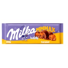 Milka Mmmax Luflée alpesi tej felhasználásával készült tejcsokoládé karamell töltelékkel 250 g