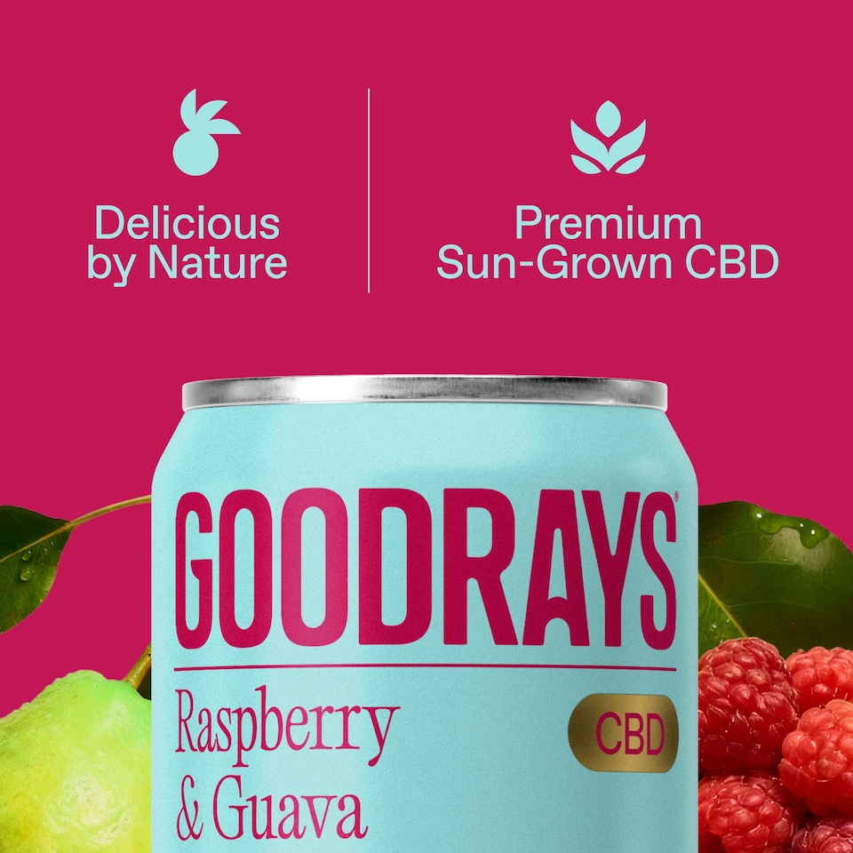 image 1 of Goodrays CBD Raspberry & Guava Drink 4 x 330ml