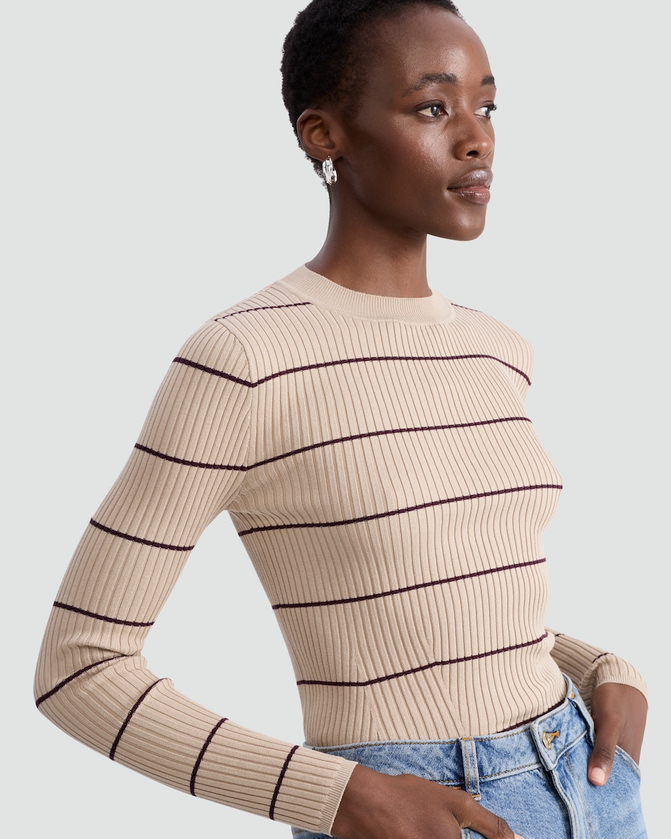 image 1 of F&F Ribbed Knit Crew Neck Jumper in Multi