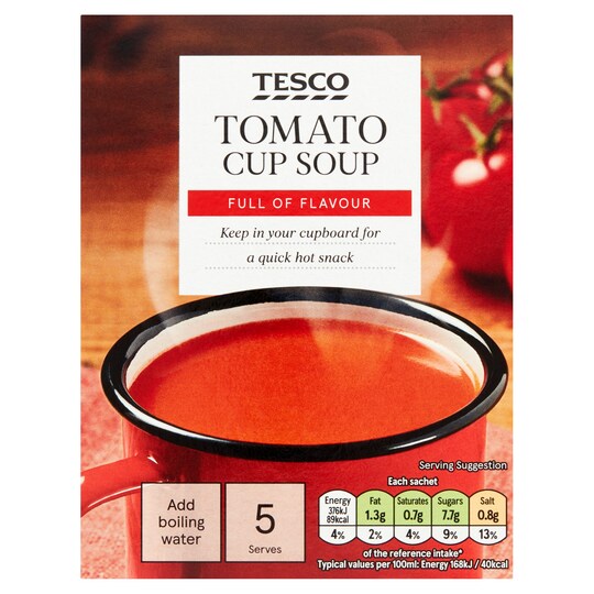 Tesco Tomato Soup In A Mug 5 Pack 120G Tesco Groceries