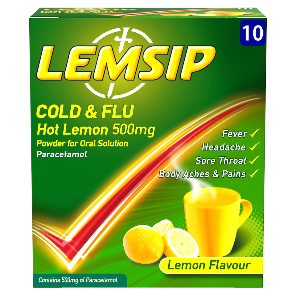Lemsip Cold & Flu Lemon Paracetamol Sachets X 10s