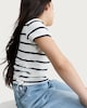 image 1 of F&F Girls Cotton Rich Striped Ruched Side T-Shirt in Cream