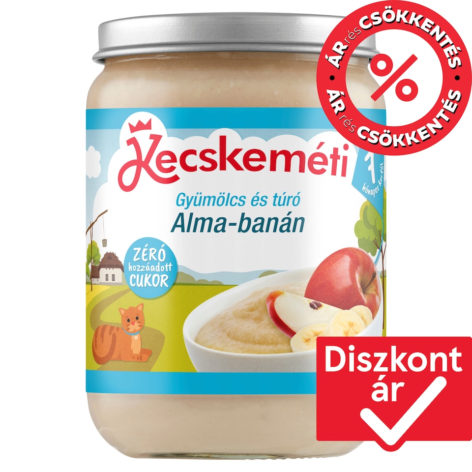 Kecskeméti bio gyümölcs és túró alma-banán bébidesszert 7 hónapos kortól 190 g