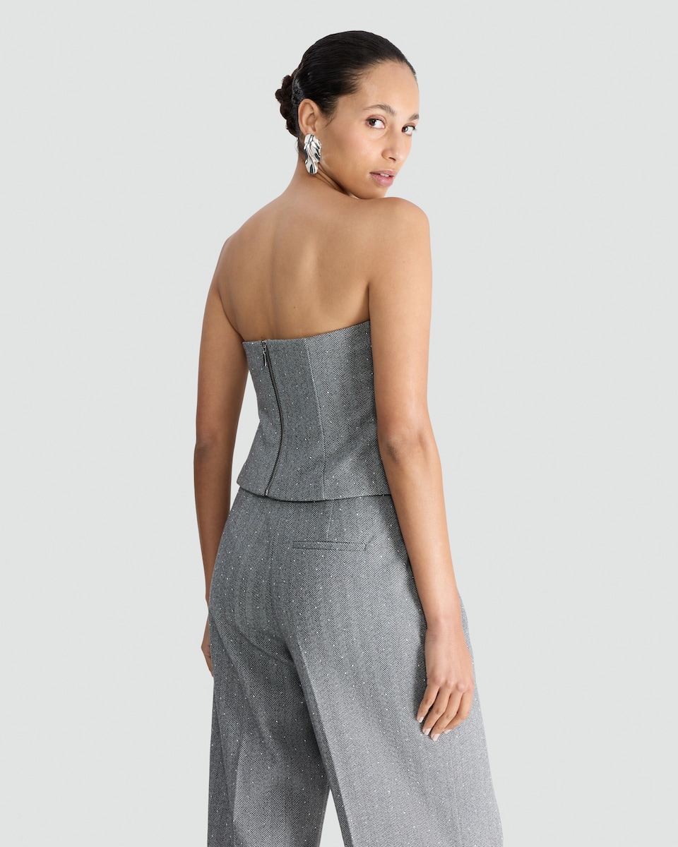 image 1 of F&F Herringbone Bandeau Co-ord Top in Grey