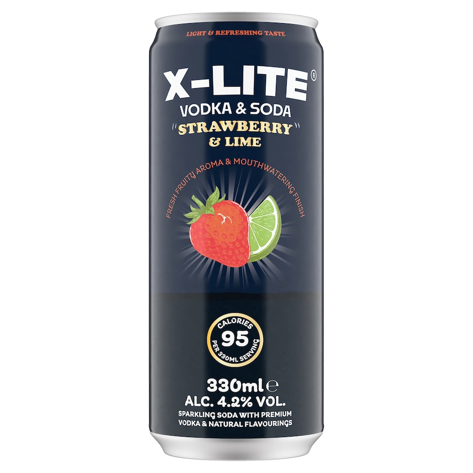 X-Lite Vodka And Soda Strawberry And Lime Drink 330Ml