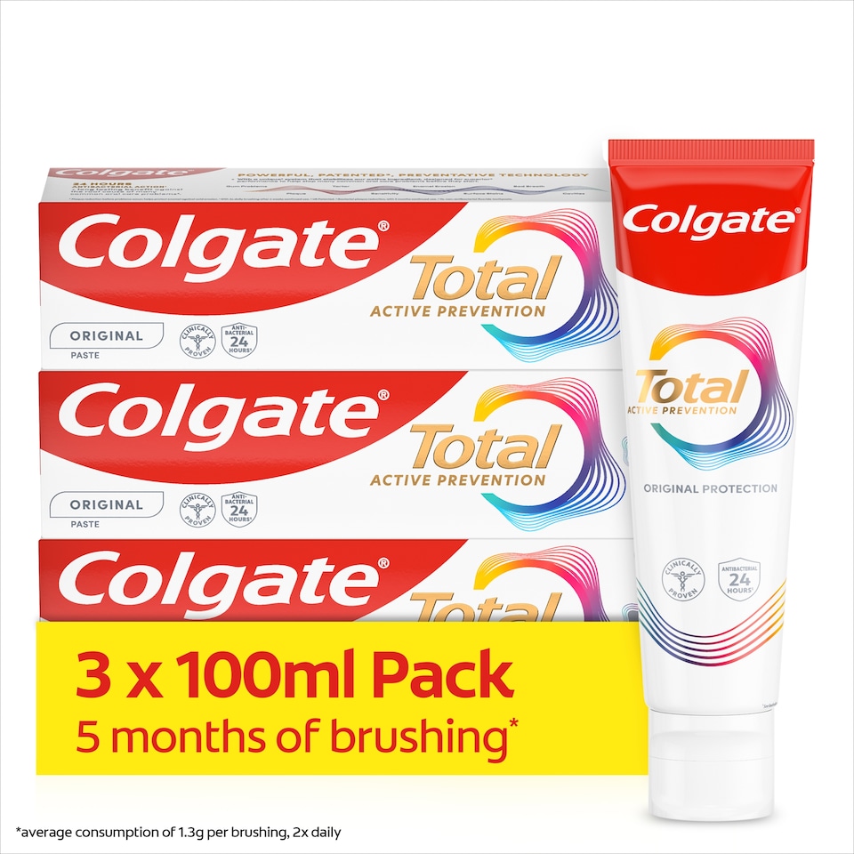 image 1 of Colgate Total Active Prevention Original Toothpaste Value Pack 3 x 100ml