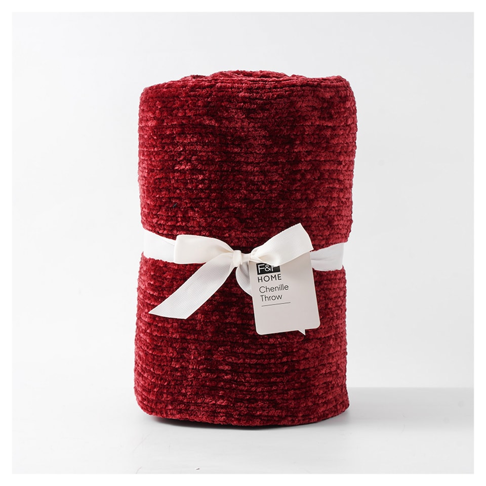 F&F Home Burgundy Chenille throw 125x150cm